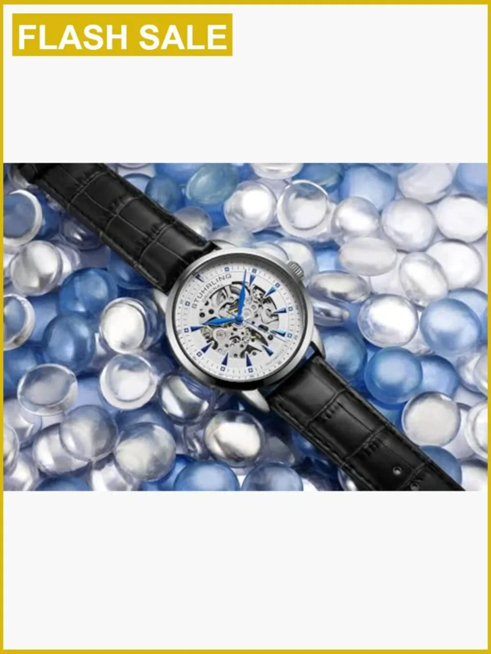 Men's Skeleton Automatic Dress Watch with Leather Strap Steel Case